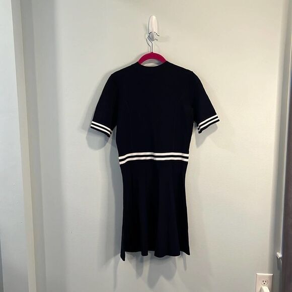 Sandro navy, blue and white “Rayana” high neck dress by 3/L - Picture 5 of 5